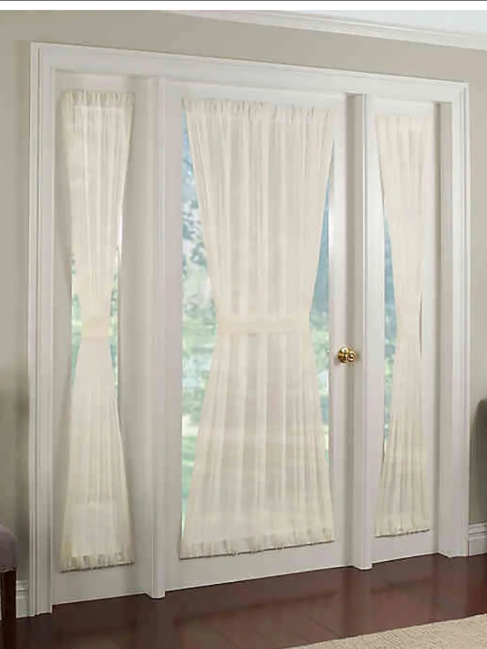 Crushed Voile Ivory one rod pocket door panel curtain